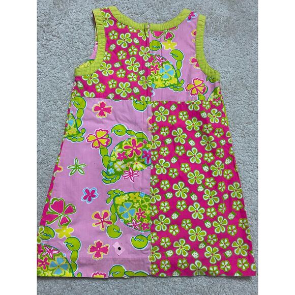 Lilly Pulitzer Girls Dress‎ Retro Floral Pink Green Shift Bright Summer Size 6 - Picture 4 of 6